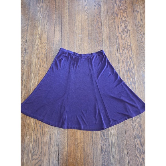 Fiore Purple A-Line Midi Skirt Elastic Waist Stretch Made in USA Medium - Picture 11 of 11